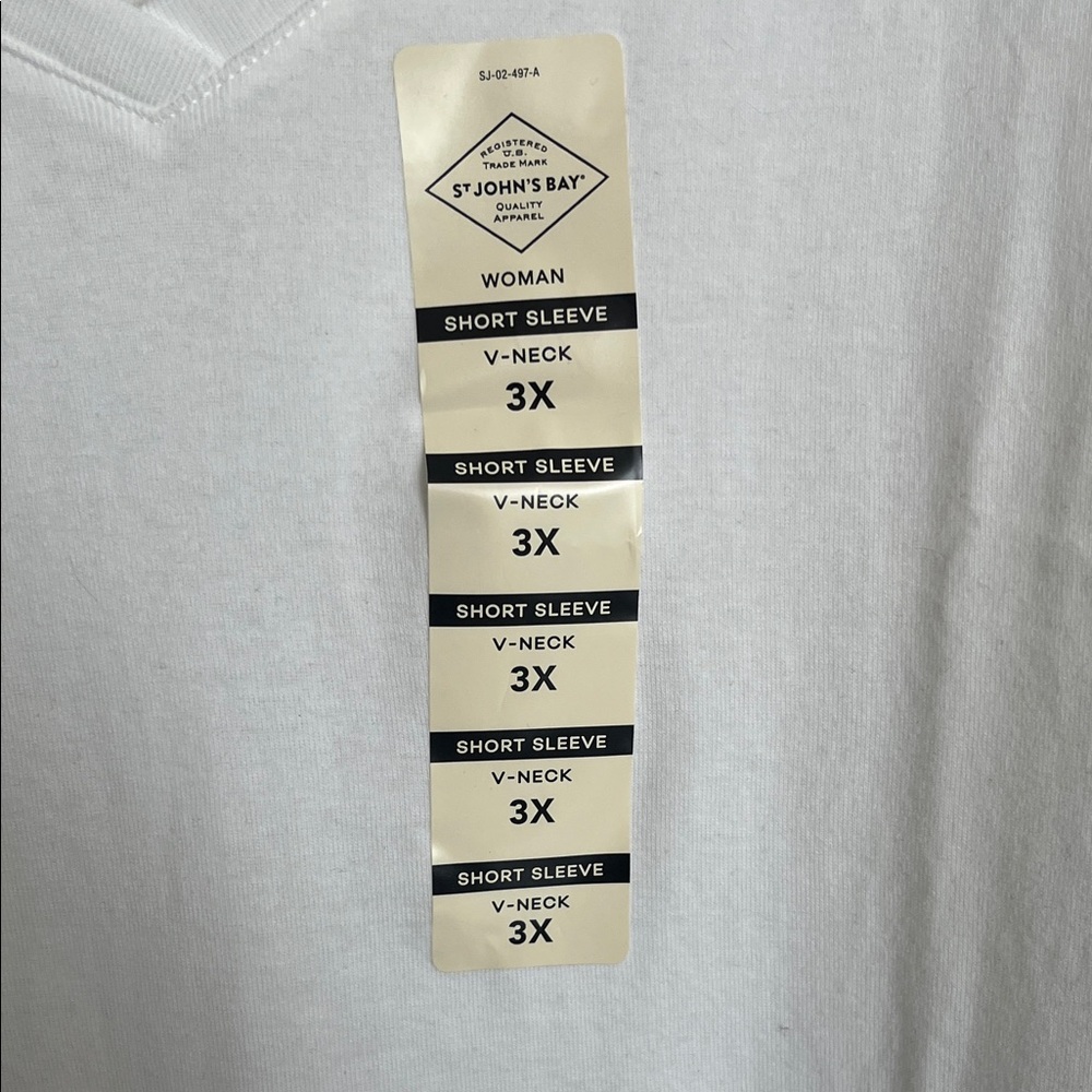St. John's Bay White V-Neck Short Sleeve Tee - Picture 3 of 5